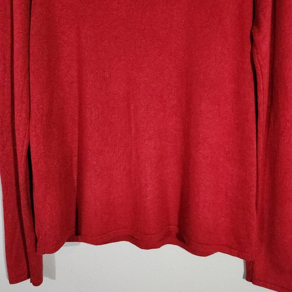 (EUC) NYGARD COLLECTION Red Silk Cashmere Blend Lightweight Turtleneck Sweater - Picture 4 of 7